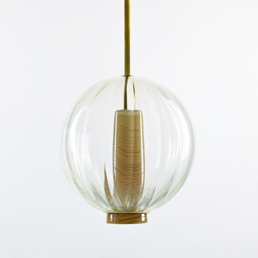 Suspension Globe - Collection Moire - Jaune Pale - Atelier George - Photo ©Atelier George