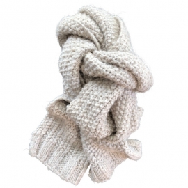 Long moss Stitch "Craie" Wool and alpaca scarf - handmade  -  © GARANCE CASSIEN