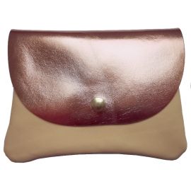 Mini Leather Clutch Bag - Hélène - Golden Pink & Nude - Léonny Cha - Photo © GARANCE CASSIEN