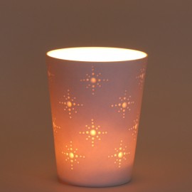 Limoges porcelain candle holders  - white - stars- big - light - Atelier bog - Photo ©Brice Corbizet