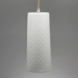 Porcelain cylinder ceiling light - White - big - chevrons - Atelier bog- Photo © Brice Corbizet