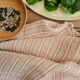 Washed linen tea towel - Pumpkin Stripes - Linge Particulier - Photo ©GARANCE CASSIEN